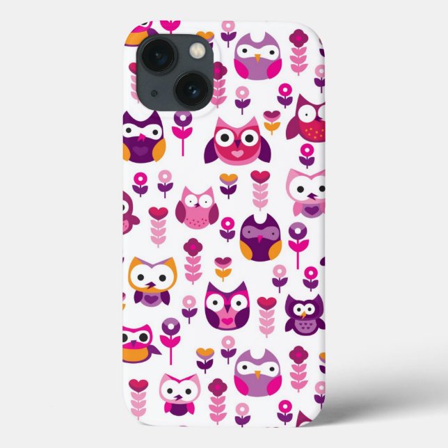 retro colourful owl bird pattern Case-Mate iPhone case (Back)