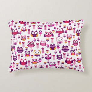 retro colourful owl bird pattern decorative cushion