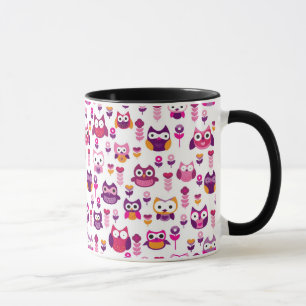 retro colourful owl bird pattern mug