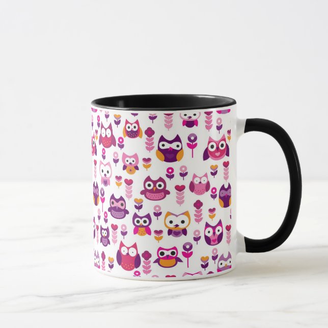 retro colourful owl bird pattern mug (Right)