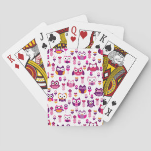 retro colourful owl bird pattern playing cards