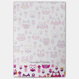 retro colourful owl bird pattern post-it notes
