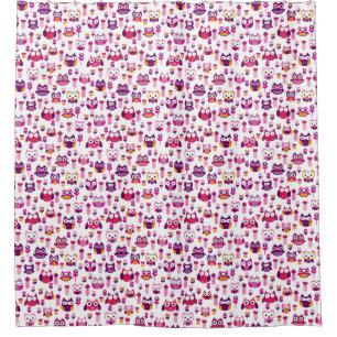 retro colourful owl bird pattern shower curtain