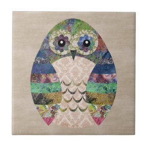 Retro Colourful Owl Boho Bohemian Bird Custom Ceramic Tile