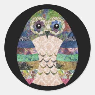 Retro Colourful Owl Boho Bohemian Bird Custom Classic Round Sticker