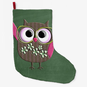 Retro Colourful Owl Boho Bohemian Bird Custom Large Christmas Stocking