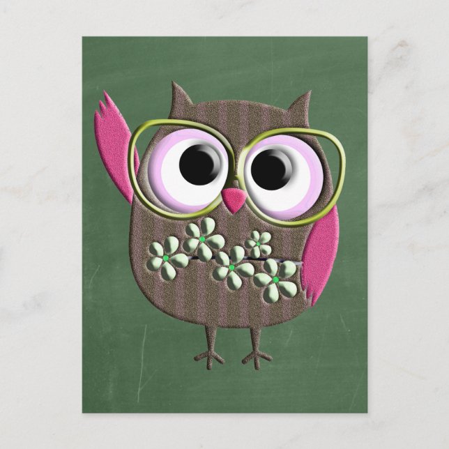 Retro Colourful Owl Boho Bohemian Bird Custom Postcard (Front)