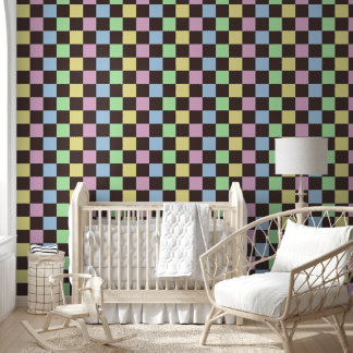 Retro Colourful Pastel Chequerboard Wallpaper