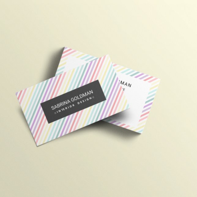 Retro Colourful Pastel rainbow Colours   Business Card (Creator Uploaded)