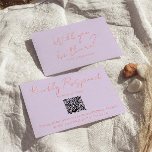 Retro Colourful Pastel Whimsical QR Code Wedding   RSVP Card