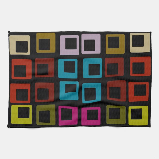 Retro Colourful Pattern Seamless Art Tea Towel (Horizontal)
