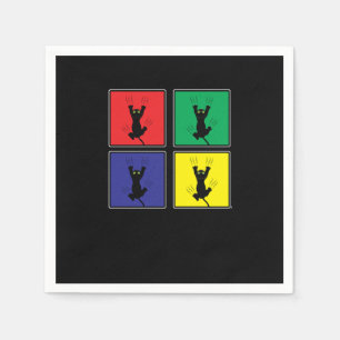 Retro Colourful Pop Art Cute Cat Scratching Animal Napkin
