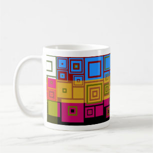 Retro Colourful Pop Squares Art Pattern Mug