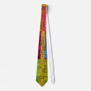 Retro Colourful Pop Squares Art Pattern Tie