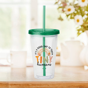Retro Colourful Preschool Teacher Quote Acrylic Tumbler