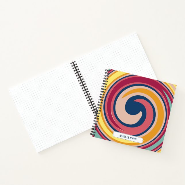 Retro Colourful Psychedelic Swirl Personalised Notebook (Inside)