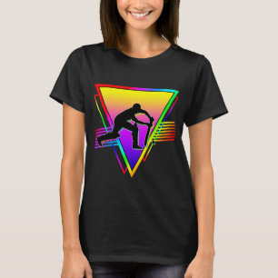 Retro Colourful Rainbow Cricket Player Vintage T-Shirt