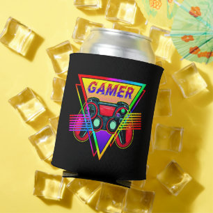 Retro Colourful Rainbow Gamer Computer Gaming Can Cooler