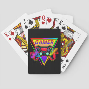 Retro Colourful Rainbow Gamer Computer Gaming  Playing Cards