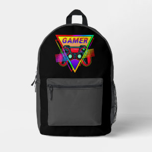 Retro Colourful Rainbow Gamer Computer Gaming Printed Backpack