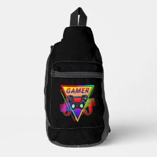 Retro Colourful Rainbow Gamer Computer Gaming Sling Bag