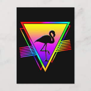 Retro Colourful Rainbow Modern Flamingo Bird Postcard