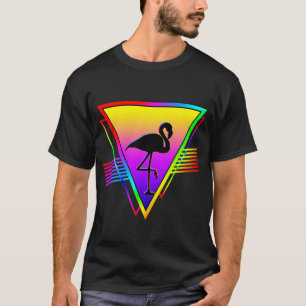 Retro Colourful Rainbow Modern Flamingo Bird T-Shirt