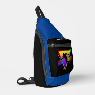 Retro Colourful Rainbow Soccer Player Sling Bag