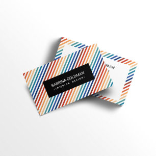 Retro Colourful Rainbow Stripes Vivid Colour Chic Business Card