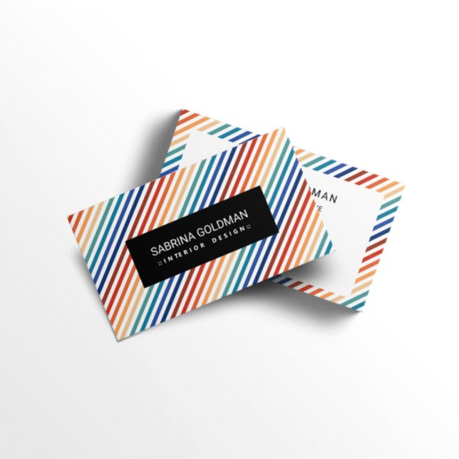 Retro Colourful Rainbow Stripes Vivid Colour Chic Business Card (Creator Uploaded)