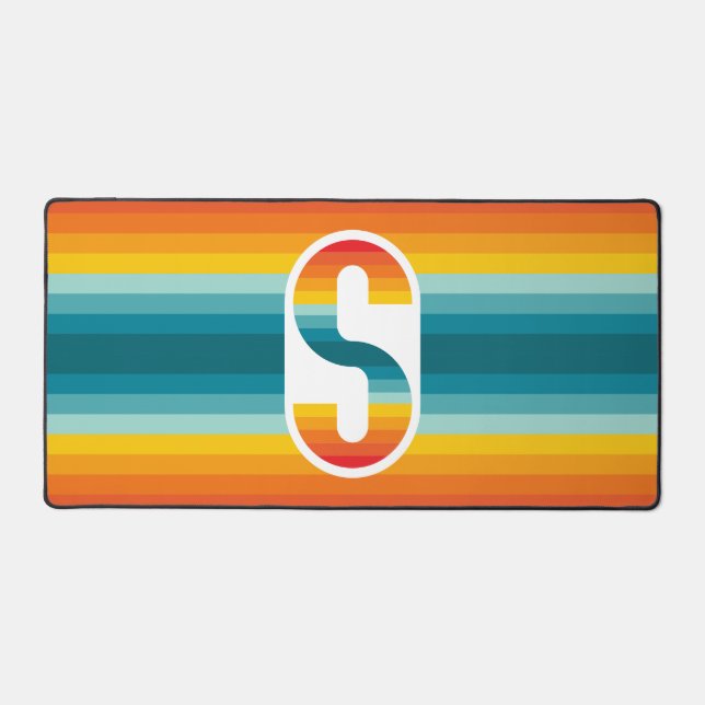 Retro Colourful Rainbow Typography Sunset Letter S Desk Mat (Front)