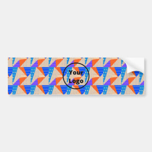 Retro colourful shapes on brown bumper sticker