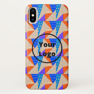 Retro colourful shapes on brown iPhone x case
