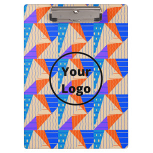 Retro colourful shapes on brown clipboard