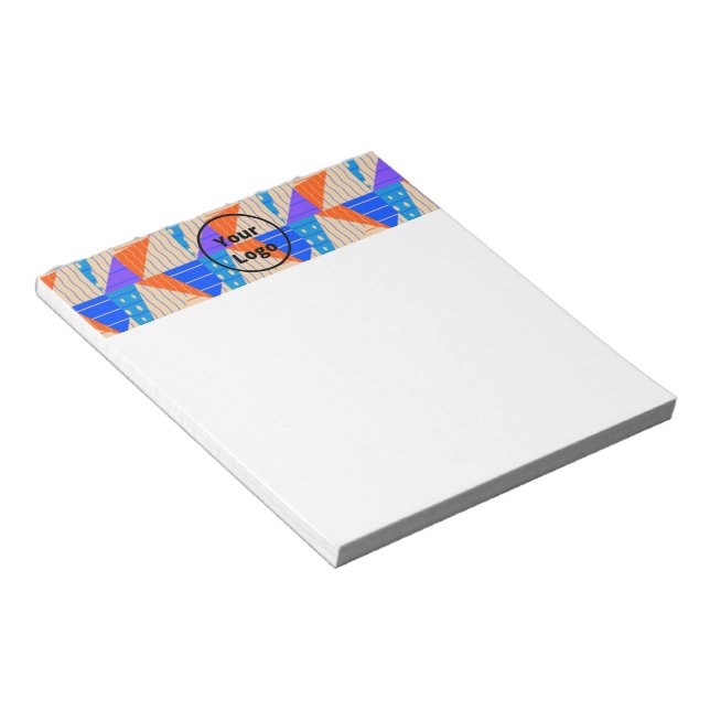 Retro colourful shapes on brown notepad (Angled)