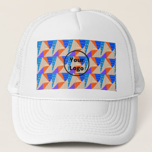 Retro colourful shapes on brown trucker hat
