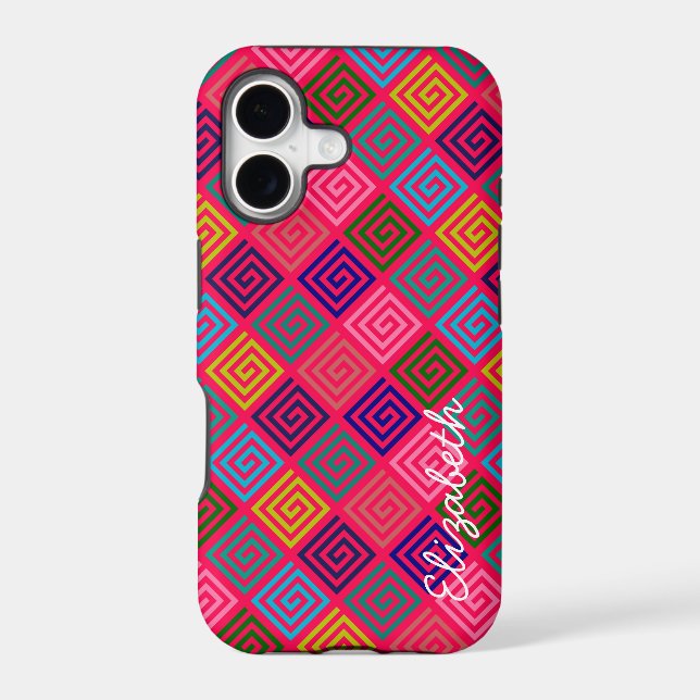Retro Colourful Squares Modern Geometric Pattern 3 (Back)