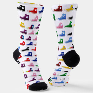 Retro Colourful Star Sneaker Footwear Pattern Socks