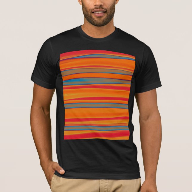 Retro Colourful Striped Abstract Art T-Shirt (Front)