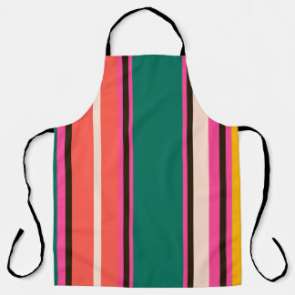 Retro colourful stripes, abstract background apron