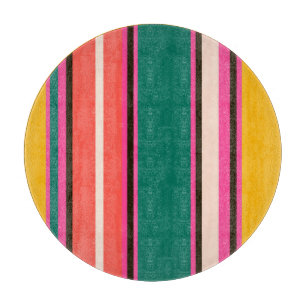 Retro colourful stripes, abstract background cutting board