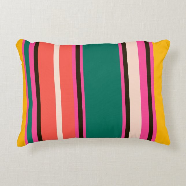 Retro colourful stripes, abstract background decorative cushion (Front)