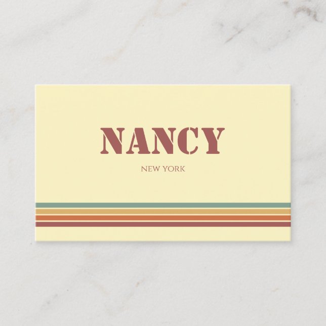  Retro colourful Stripes Business Card (Front)