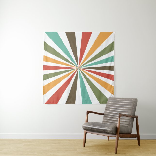 Retro colourful stripes in transparent background tapestry (In Situ)