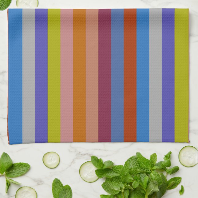 Retro Colourful Stripes Pattern #38 Tea Towel (Folded)