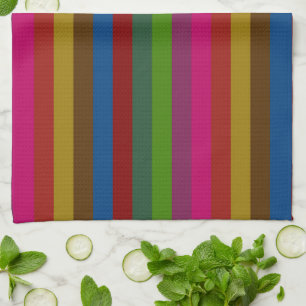 Retro Colourful Stripes Pattern #47 Tea Towel