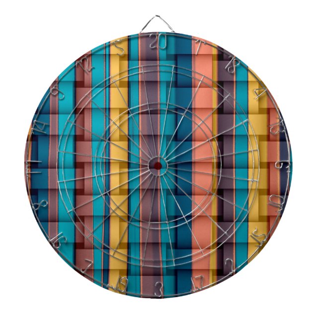 Retro colourful stripes wicker art graphic design dartboard (Front)