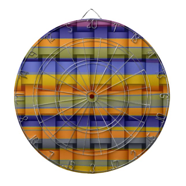 Retro colourful stripes wicker graphic design dartboard (Front)