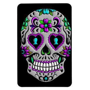 Retro Colourful Sugar Skull Magnet