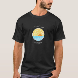 Retro Colourful Sunset Cancun Mexico Palm Tree  Ar T-Shirt